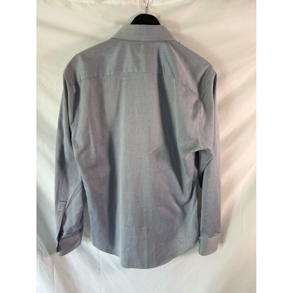 Zachary Prell Chevron Textured Pattern Dress Shirt Size Large Light Blue/White - Picture 4 of 11